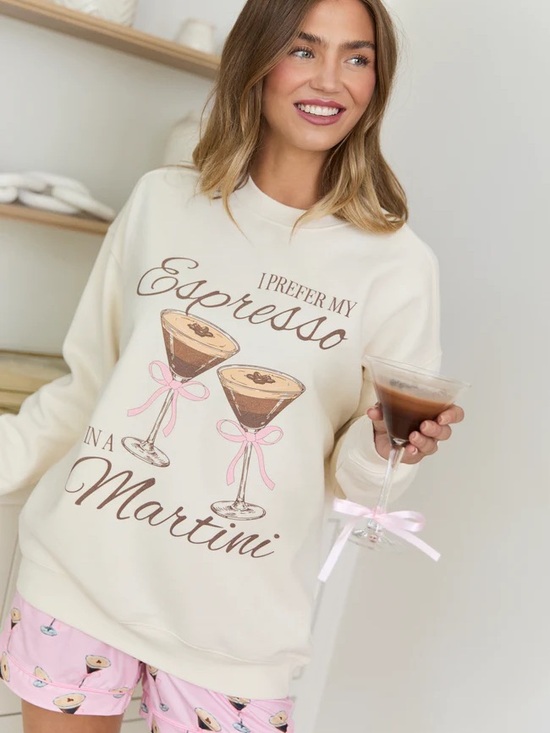 Pink Lily Sweaters - Pink Lily I Prefer Espresso In My Martini Graphic Sweatshirt Size Large NWOT